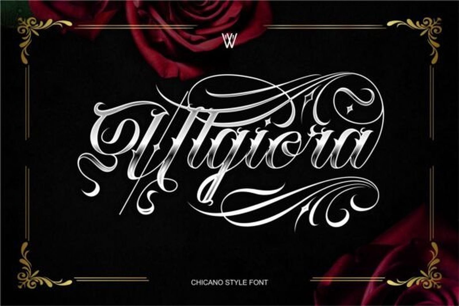 Ulgiora Font — edgy chicano script tattoo font preview