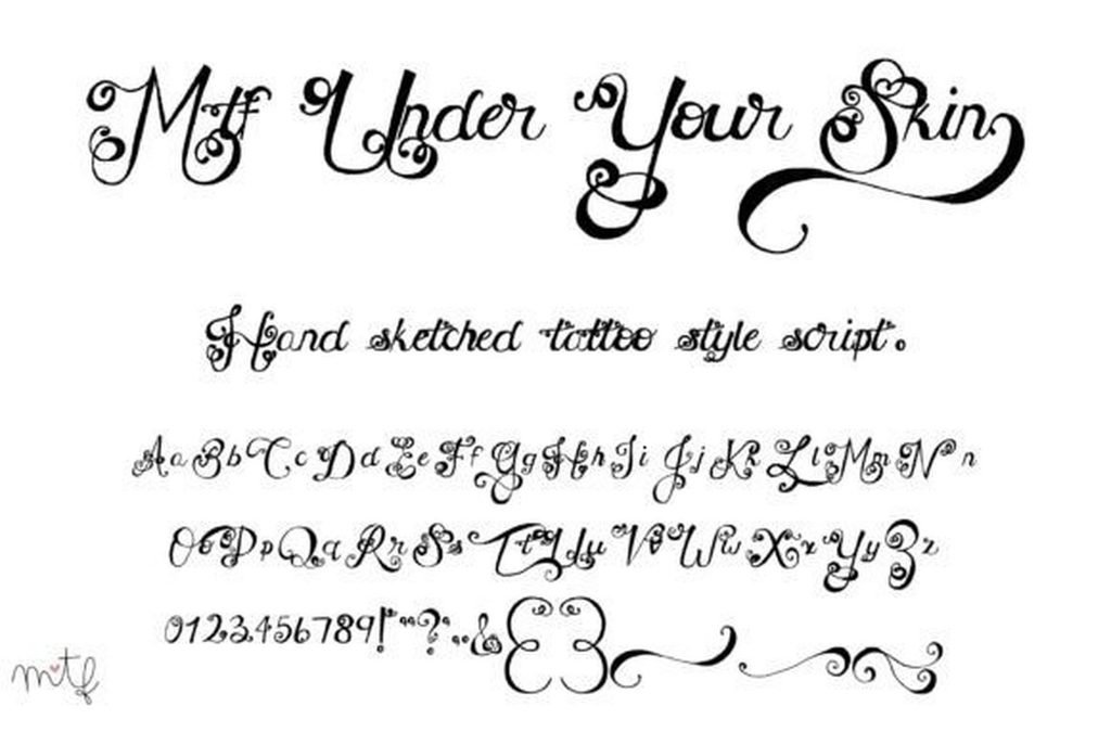 Under Your Skin Font — delicate ornamental cursive tattoo font preview