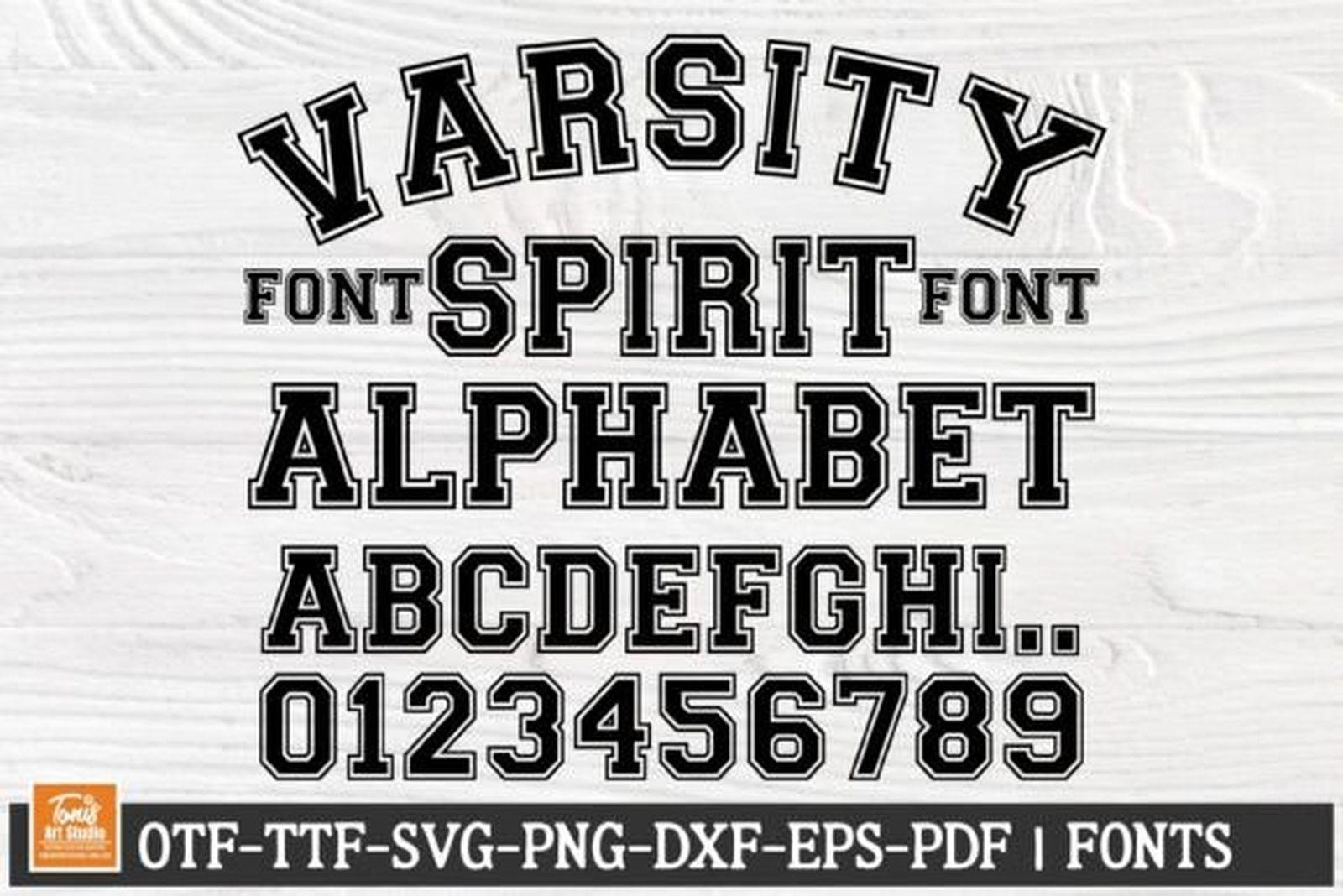 Varsity Spirit Font by TonisArtStudio, sports font preview