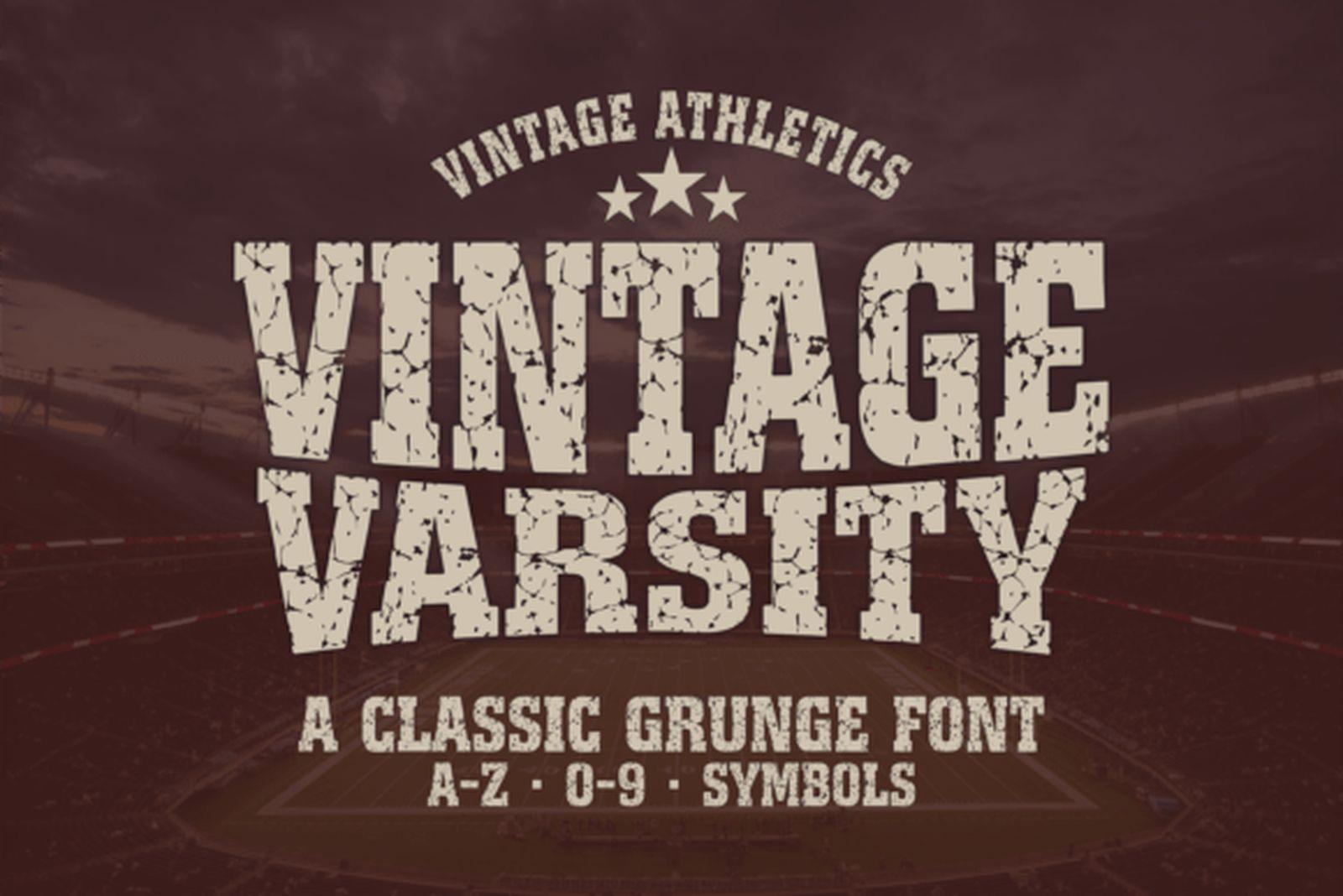 Vintage Varsity Font by TonisArtStudio, sports font preview