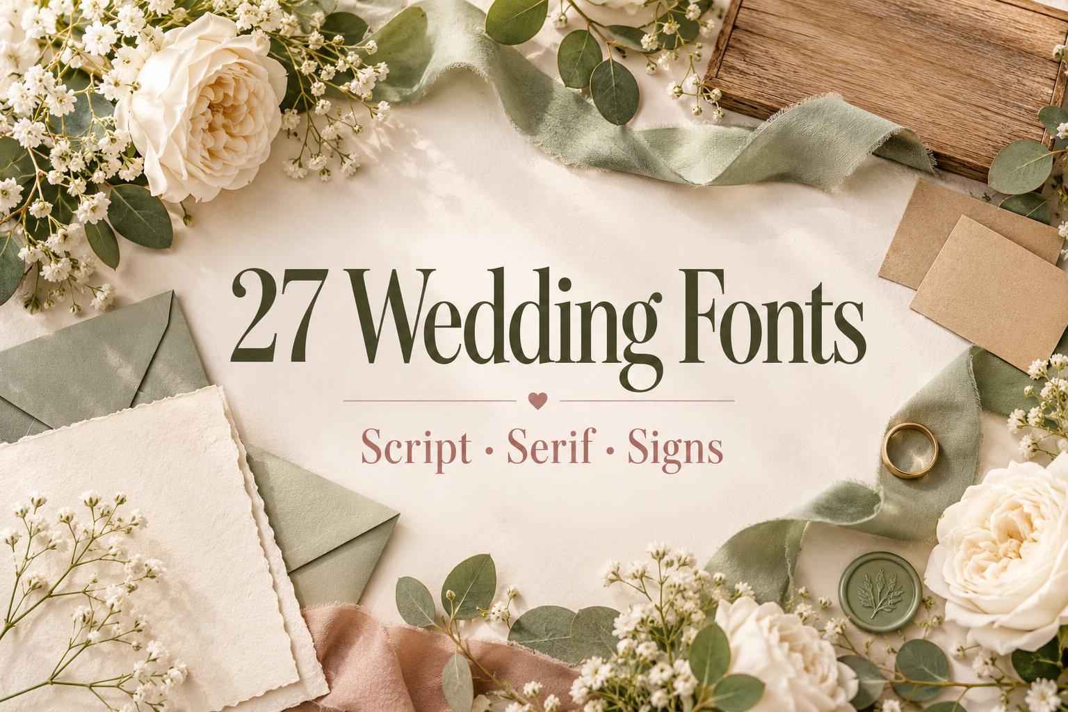 27 Wedding Fonts for DIY Couples and Stationery Makers: Script, Serif and Sign Fonts for Invitations and Cricut Projects
