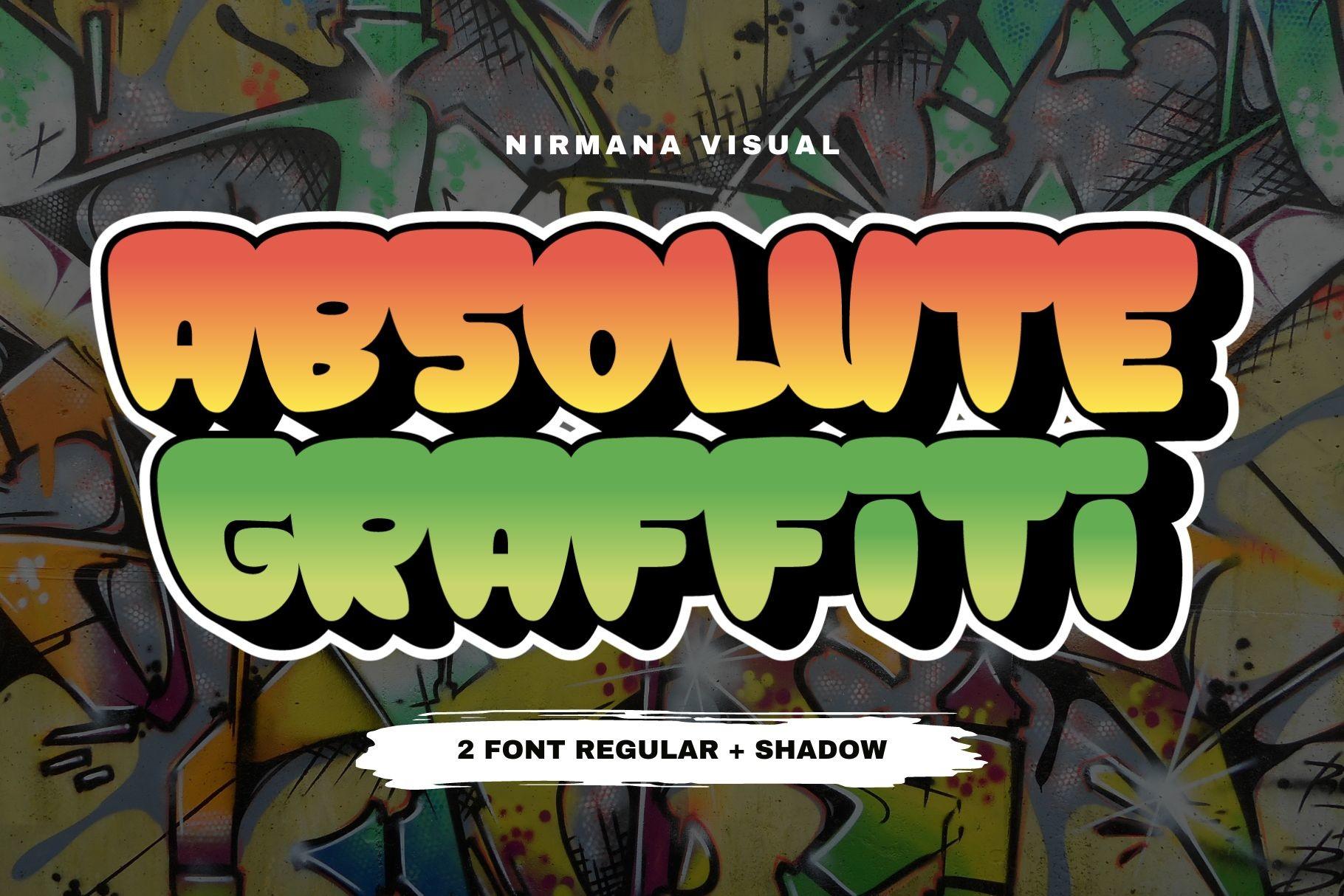 Absolute Graffiti Font by Sigit Dwipa, orange and green gradient graffiti letters with a thick outline font preview