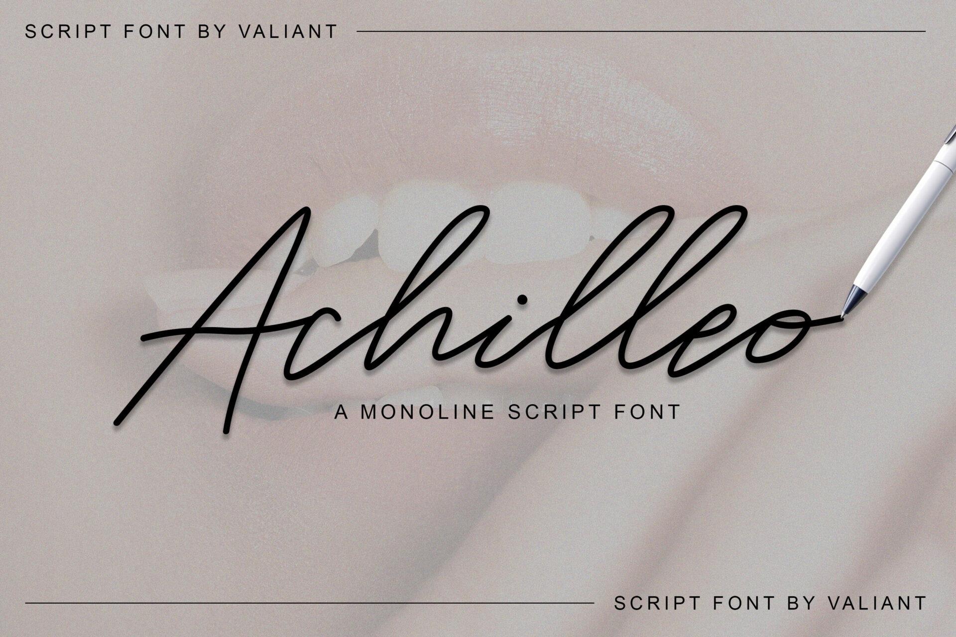 Achilleo Font by valiant project, tattoo name font preview