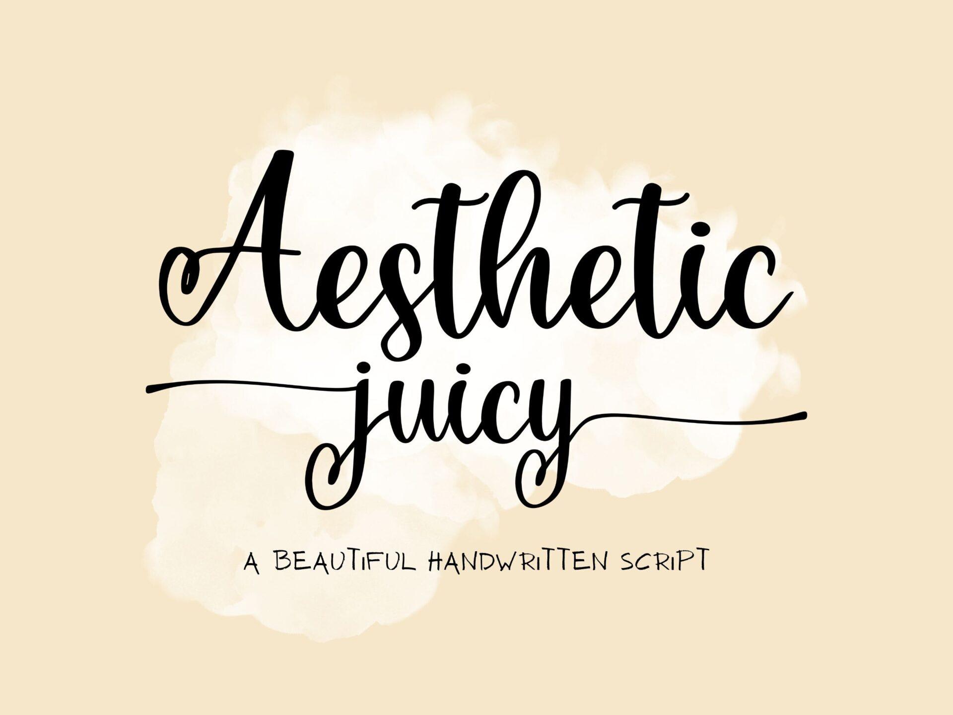 Aesthetic Juicy Font by Fontlicious, bouncy bold script with a long underline swash