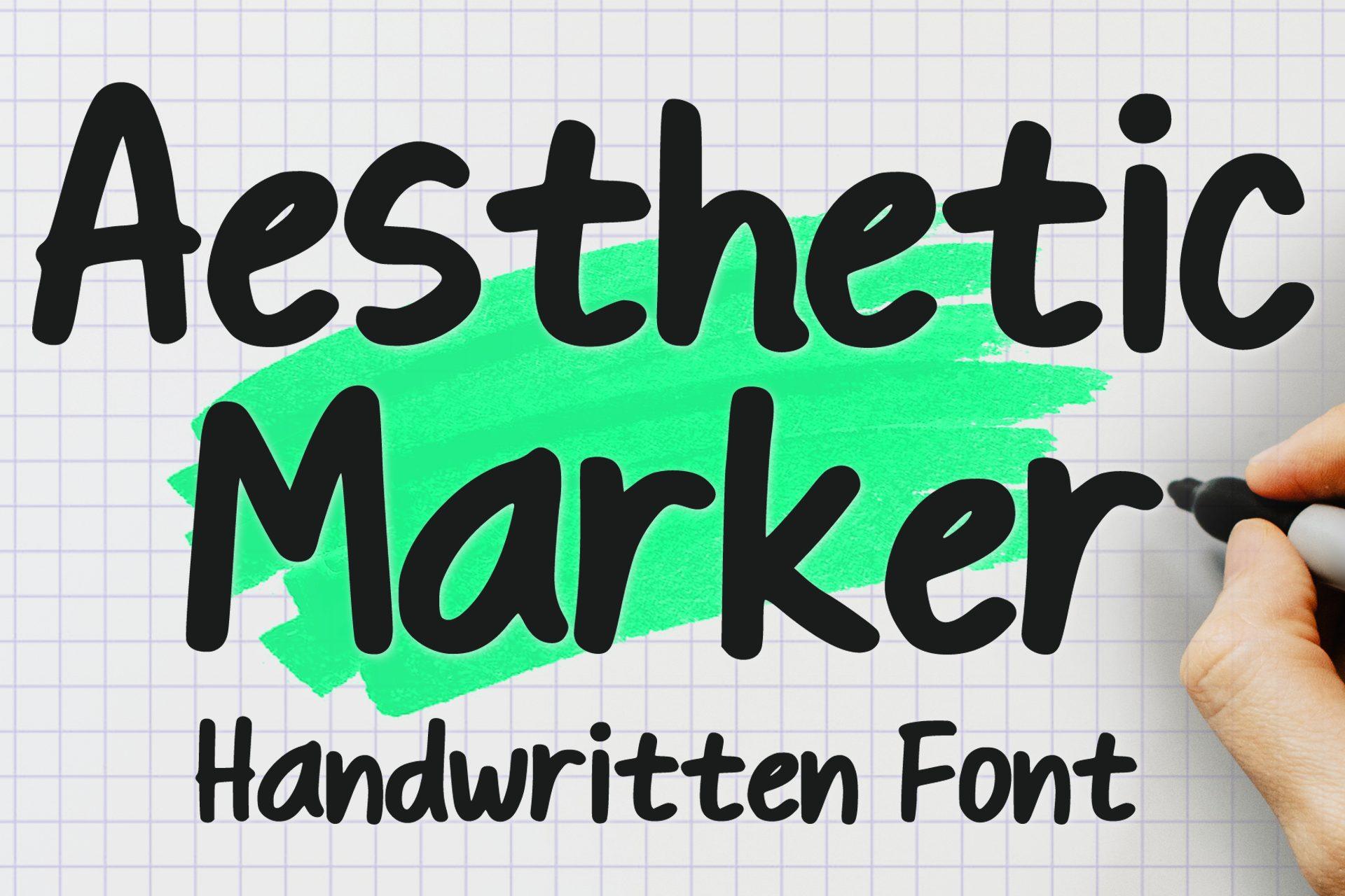 Aesthetic Marker Font by MVMET, bold marker handwriting on grid paper