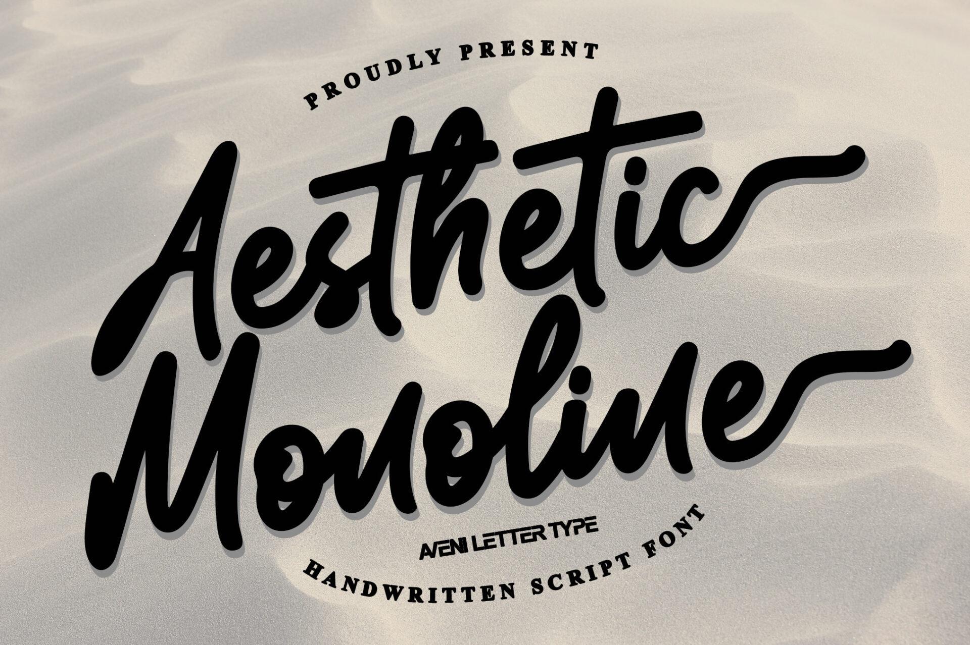 Aesthetic Monoline Font by Aveni Letter Type, thick monoline handwritten script
