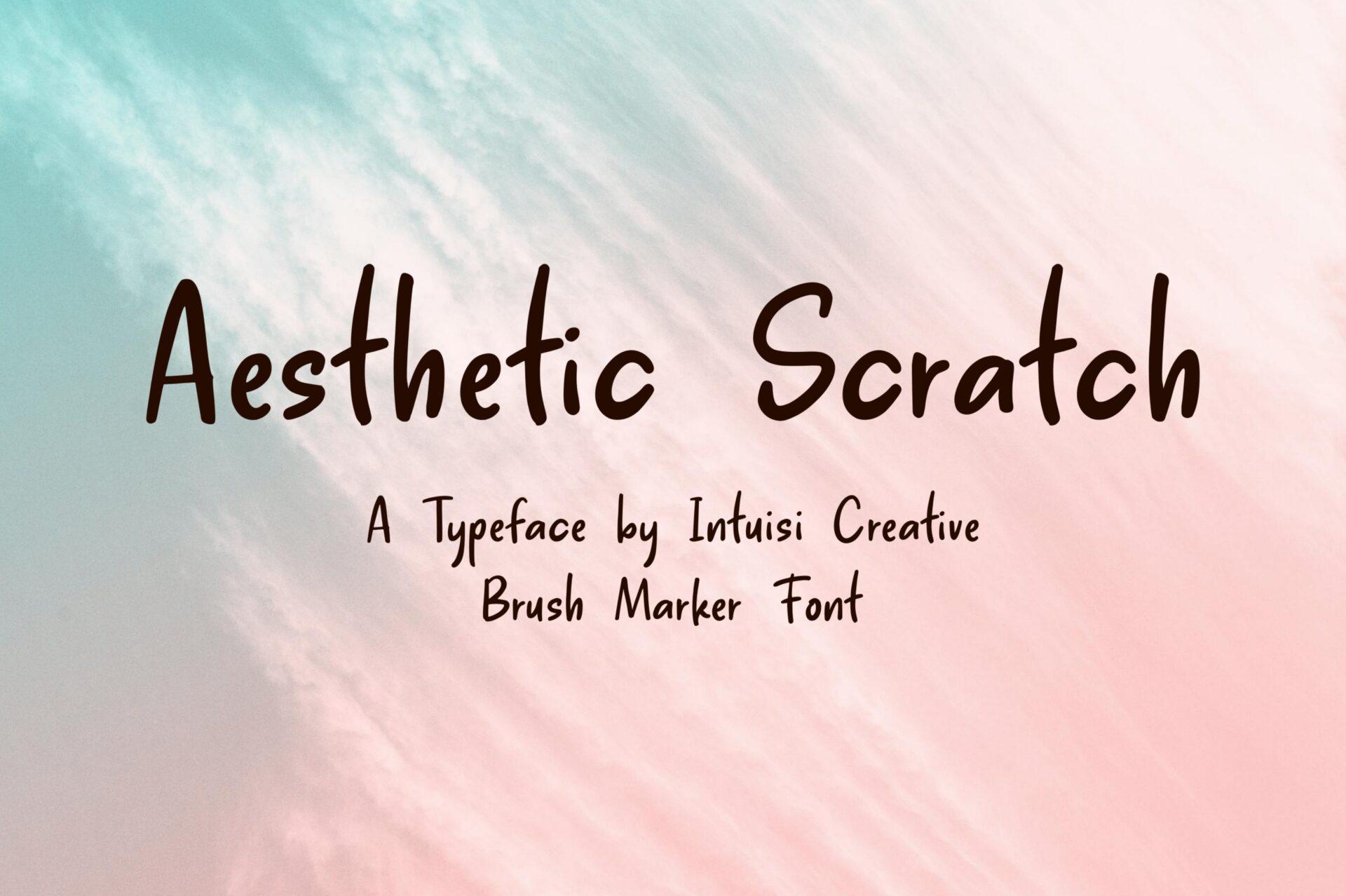 Aesthetic Scratch Font by IntuisiCreative, narrow upright brush marker