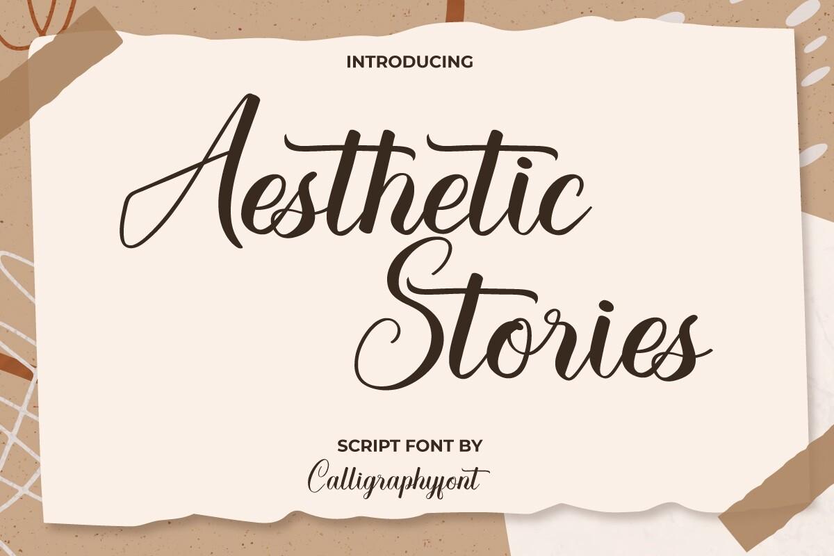 Aesthetic Stories Font by CalligraphyFonts, classic slanted calligraphy with looped capitals