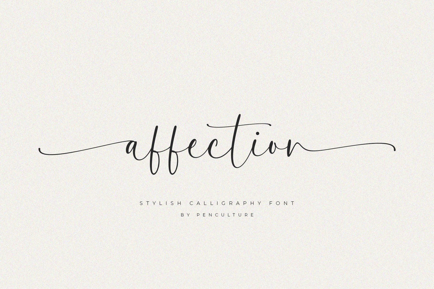 Affection Font by Pen Culture, fine minimalist calligraphy with long baseline strokes