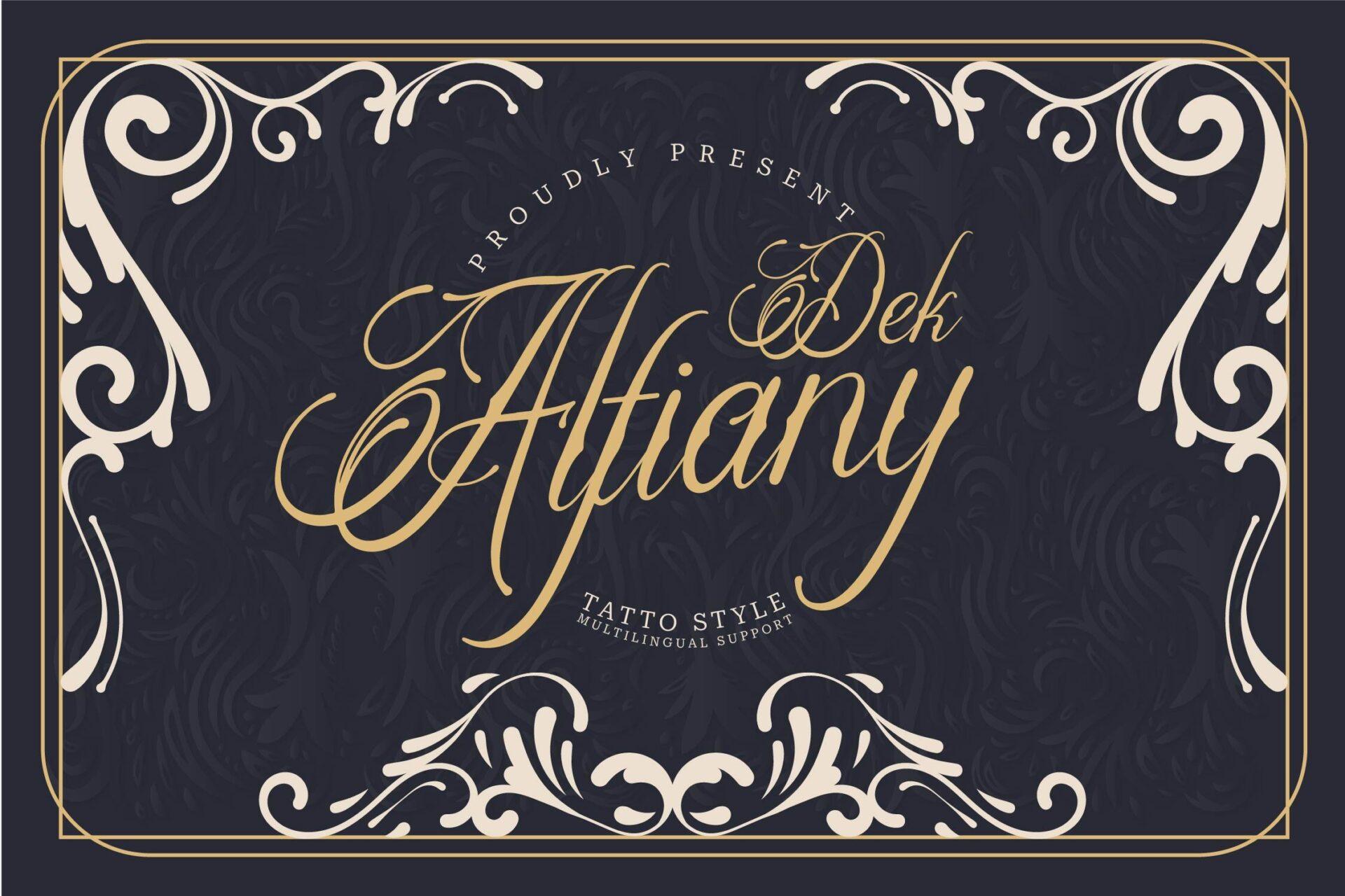 Alfiany Dek Font by Denustudios, number tattoo font preview