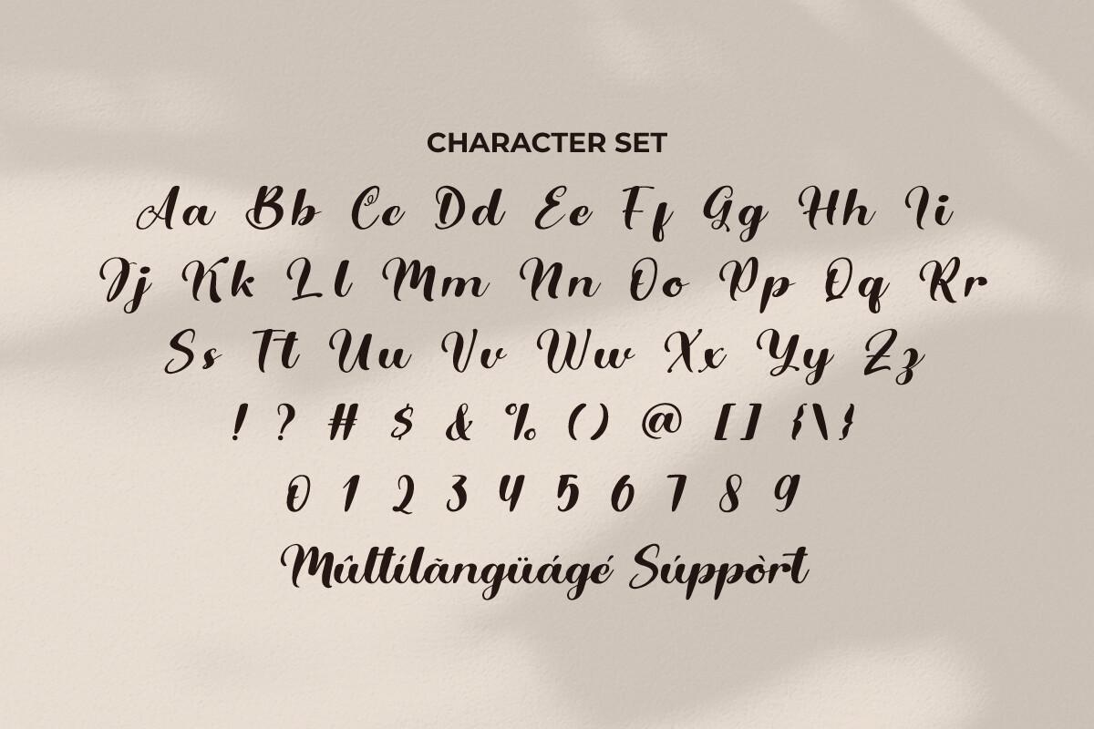 Allure Aesthetic Font by CalligraphyFonts character set, bouncy brush script with multilingual support