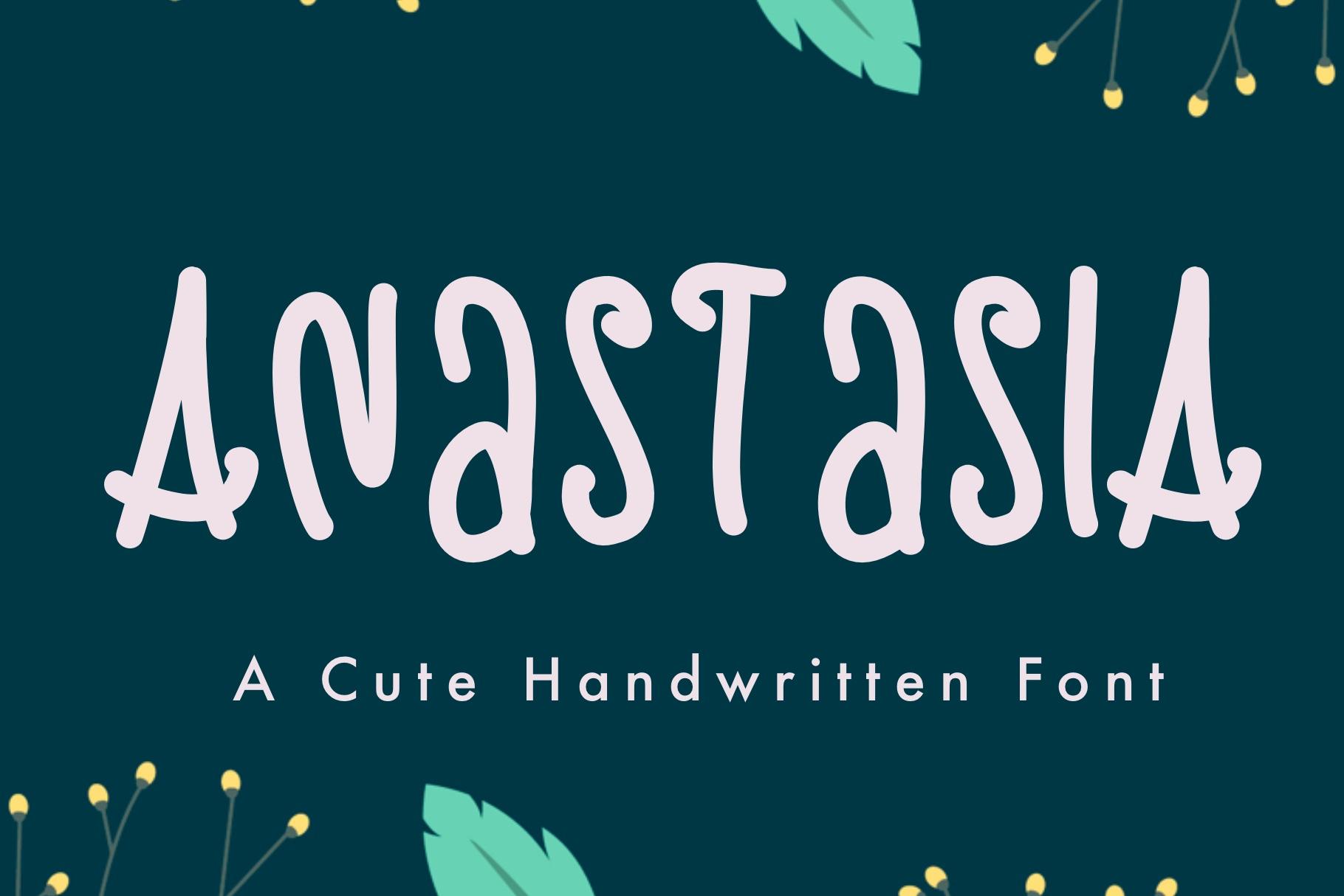 Anastasia Font by KateType, tall cute handwritten capitals font preview
