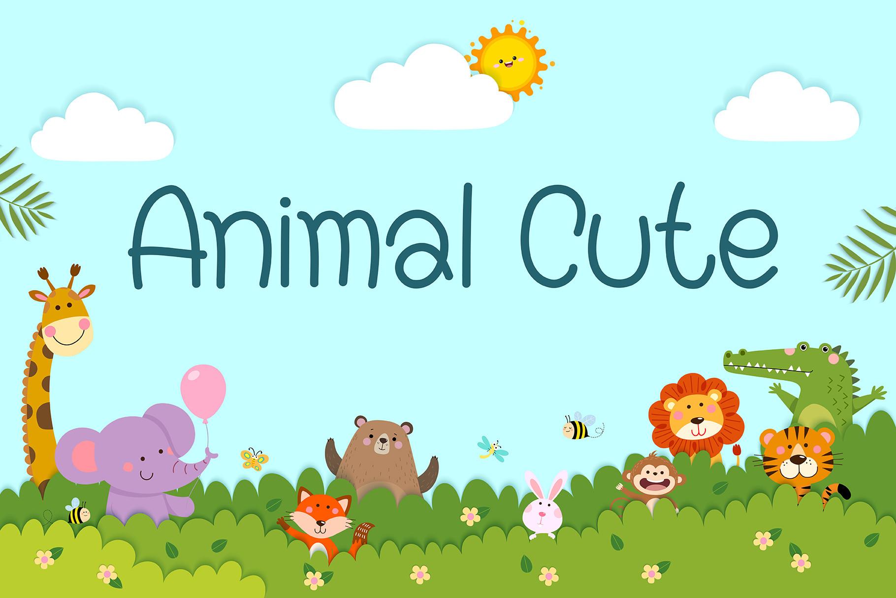 Animal Cute Font by Fox7, rounded monoline kids font