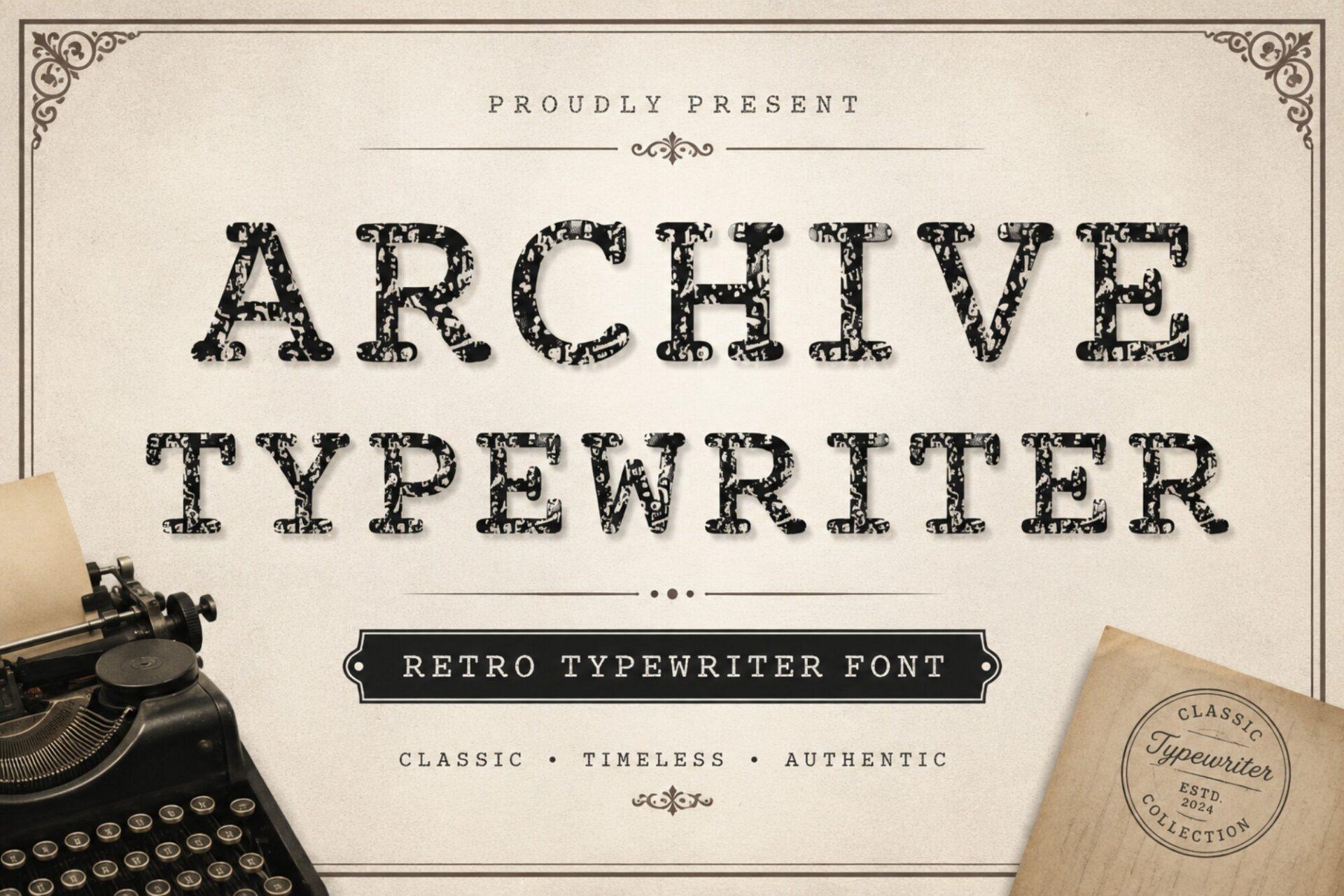 Archive Typewriter Font by 29Graphic, typewriter font preview