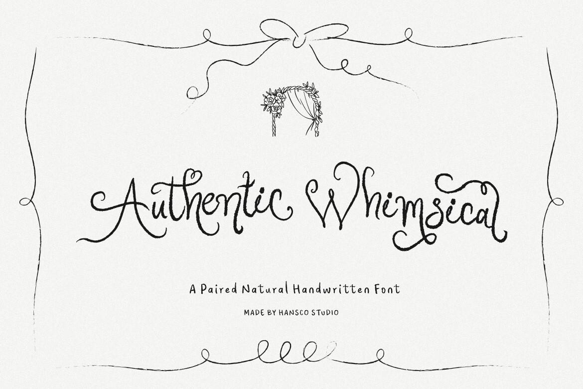 Authentic Whimsical Font by HansCo, natural handwritten script font preview