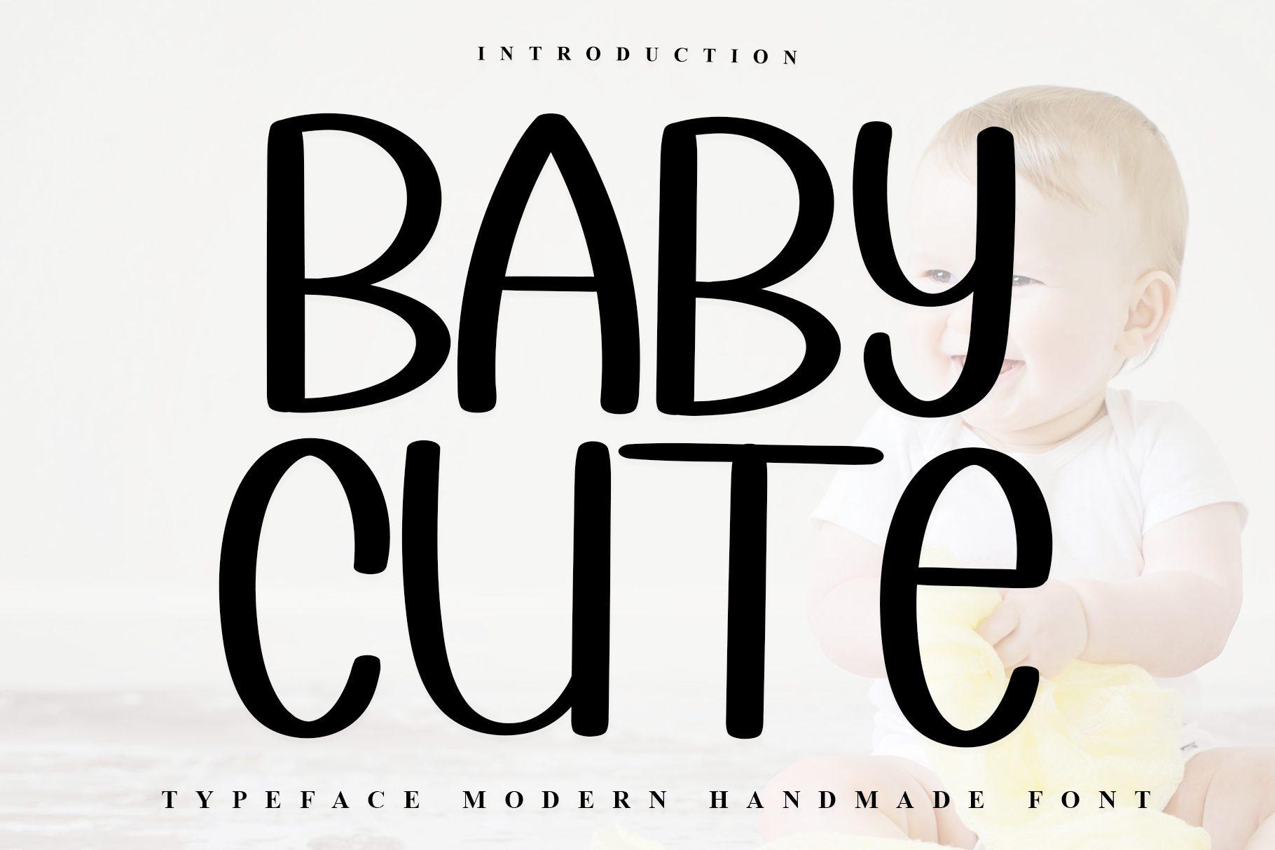 Baby Cute Font by Inermedia STUDIO, tall handmade capitals in black