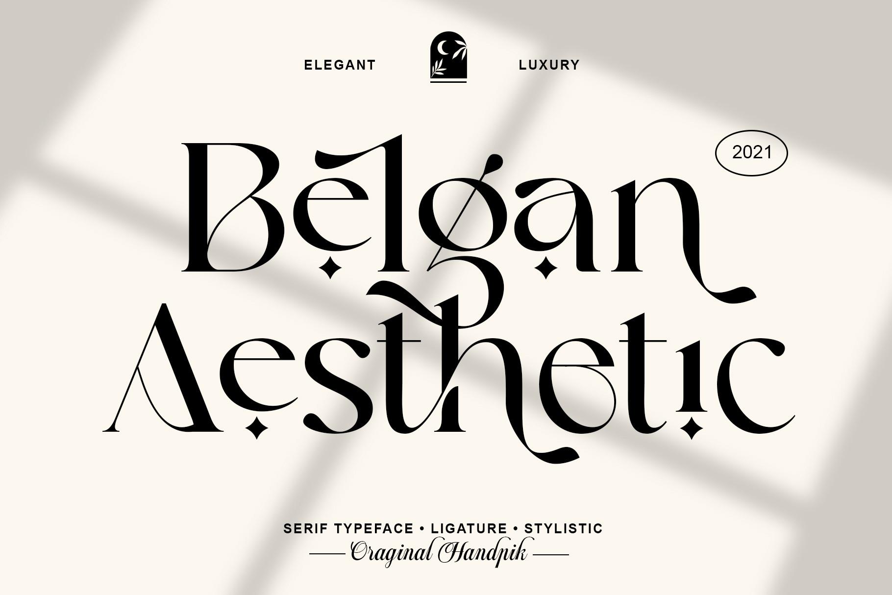 Belgan Aesthetic Font by handpik, high-contrast serif with ligatures and star ornaments