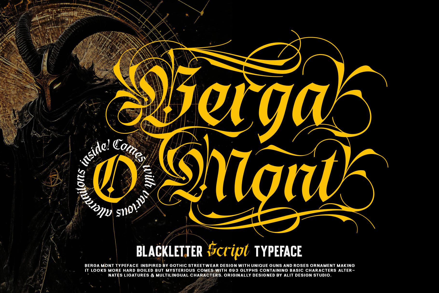 Berga Mont Font by Alit Design, tattoo name font preview