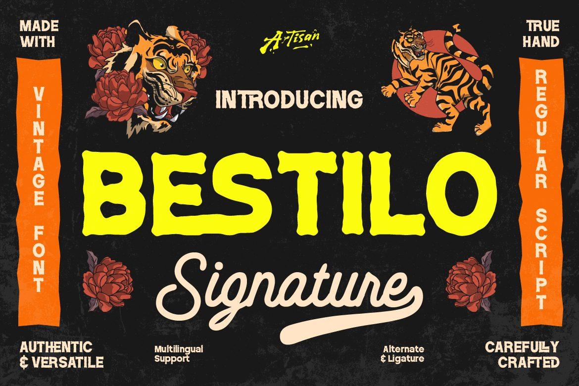 Bestilo Signature Duo Font by Artisan Themes, tattoo name font preview