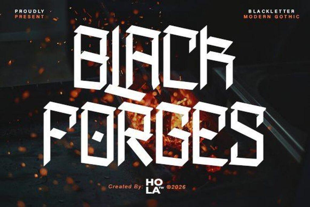 Black Forges Font by holatypework, gothic font preview