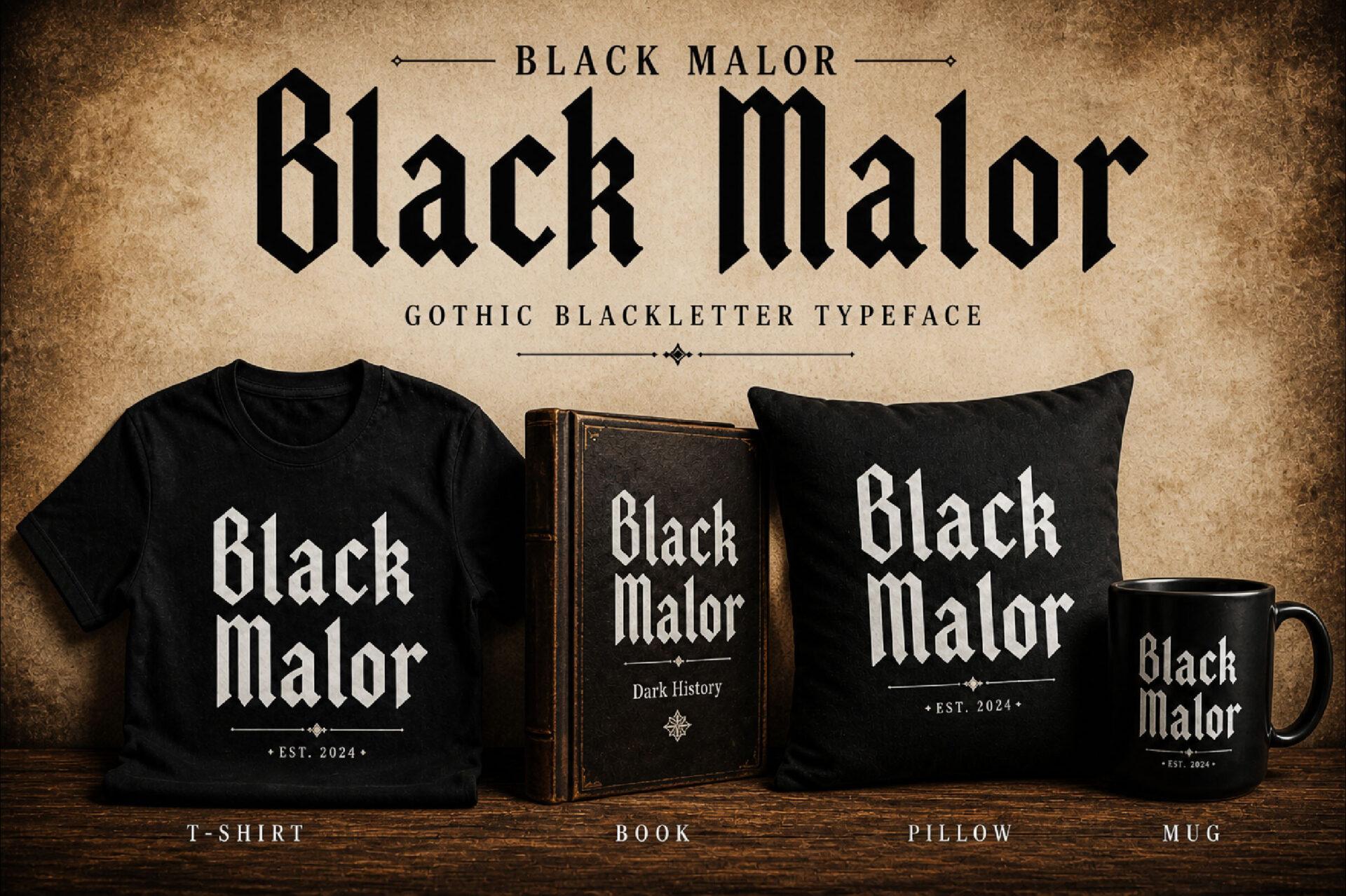 Black Malor Font by Bundle, tattoo name font preview