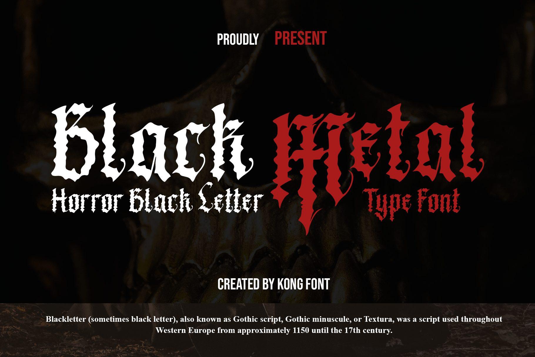 Black Metal Font by Freebies, gothic font preview