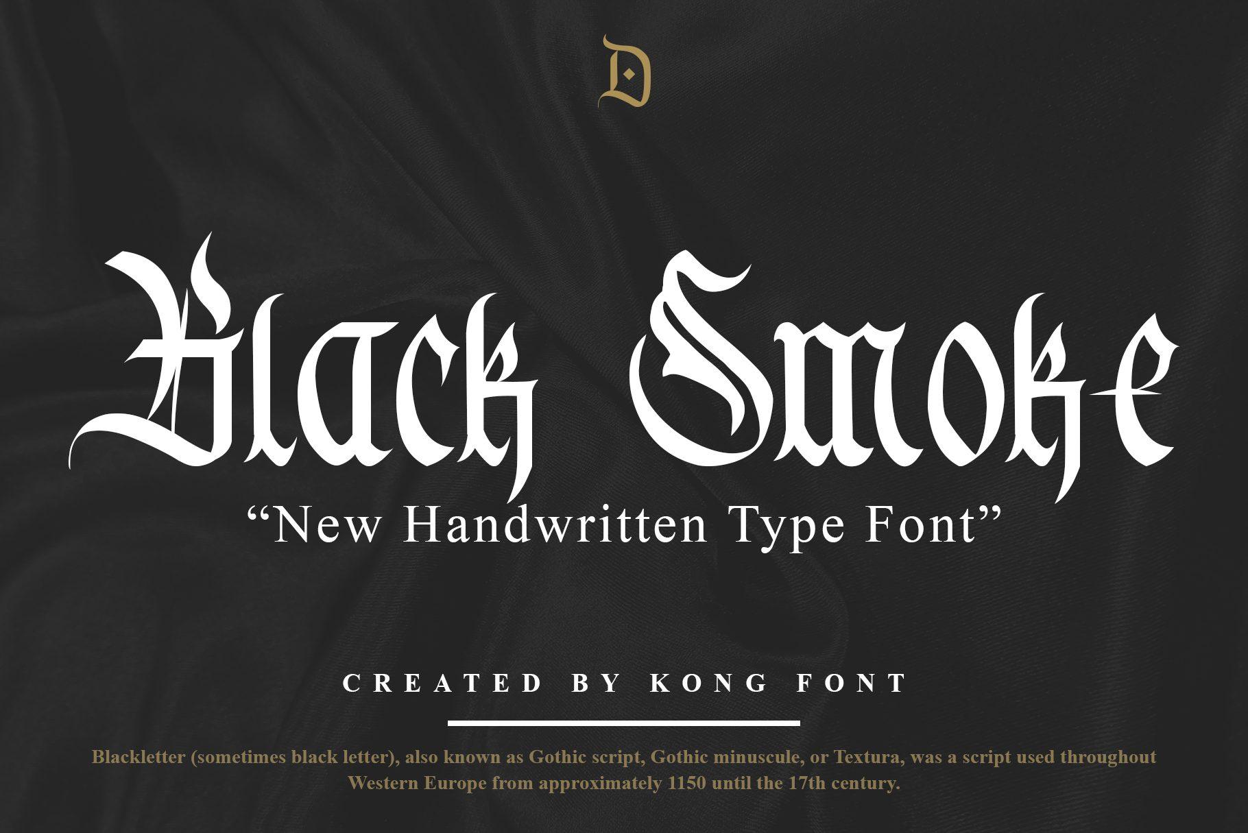 Black Smoke Font by Freebies, gothic font preview