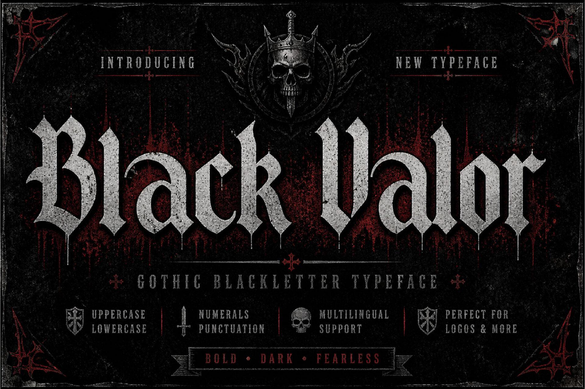 Black Valor Font by Wow Magic, tattoo quote font preview