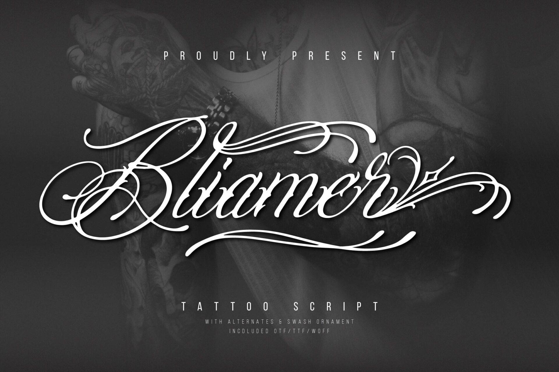 Blaimer Font by Denustudios, tattoo name font preview