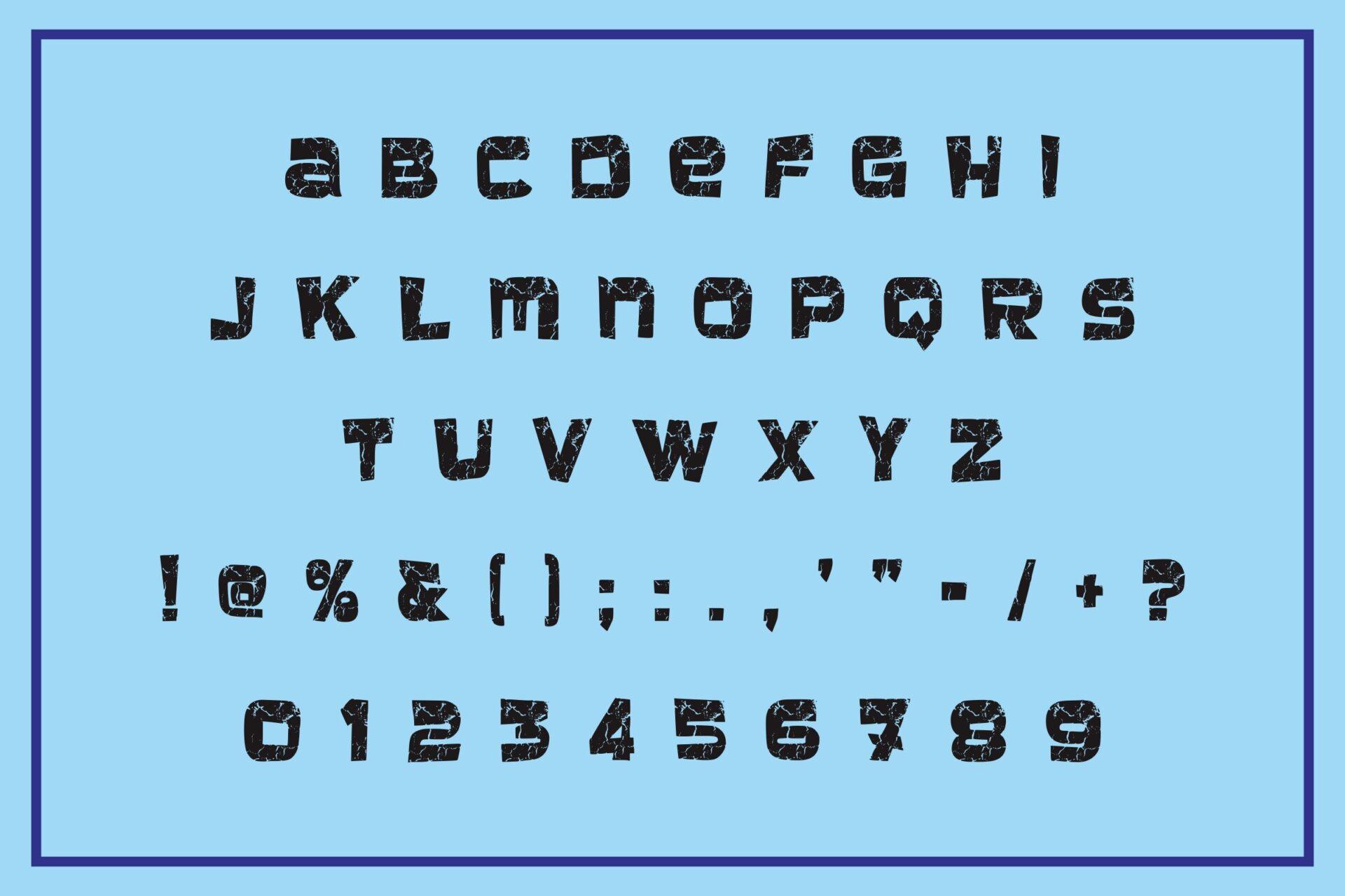 Boom Pop Font by Dreamspace.studio alphabet with bouncy capitals, numbers and punctuation