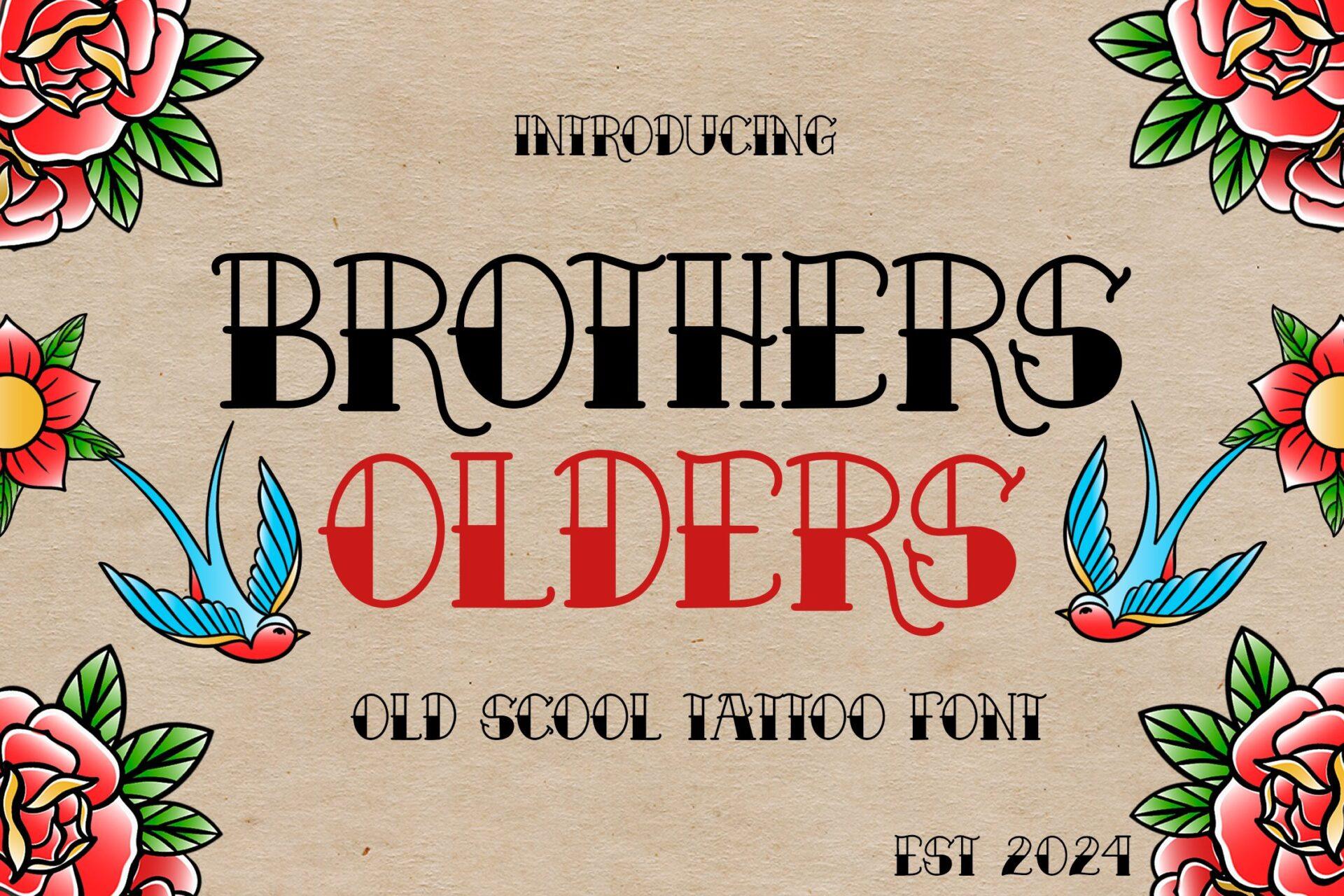 Brothers Olders Font by Dansdesign, number tattoo font preview