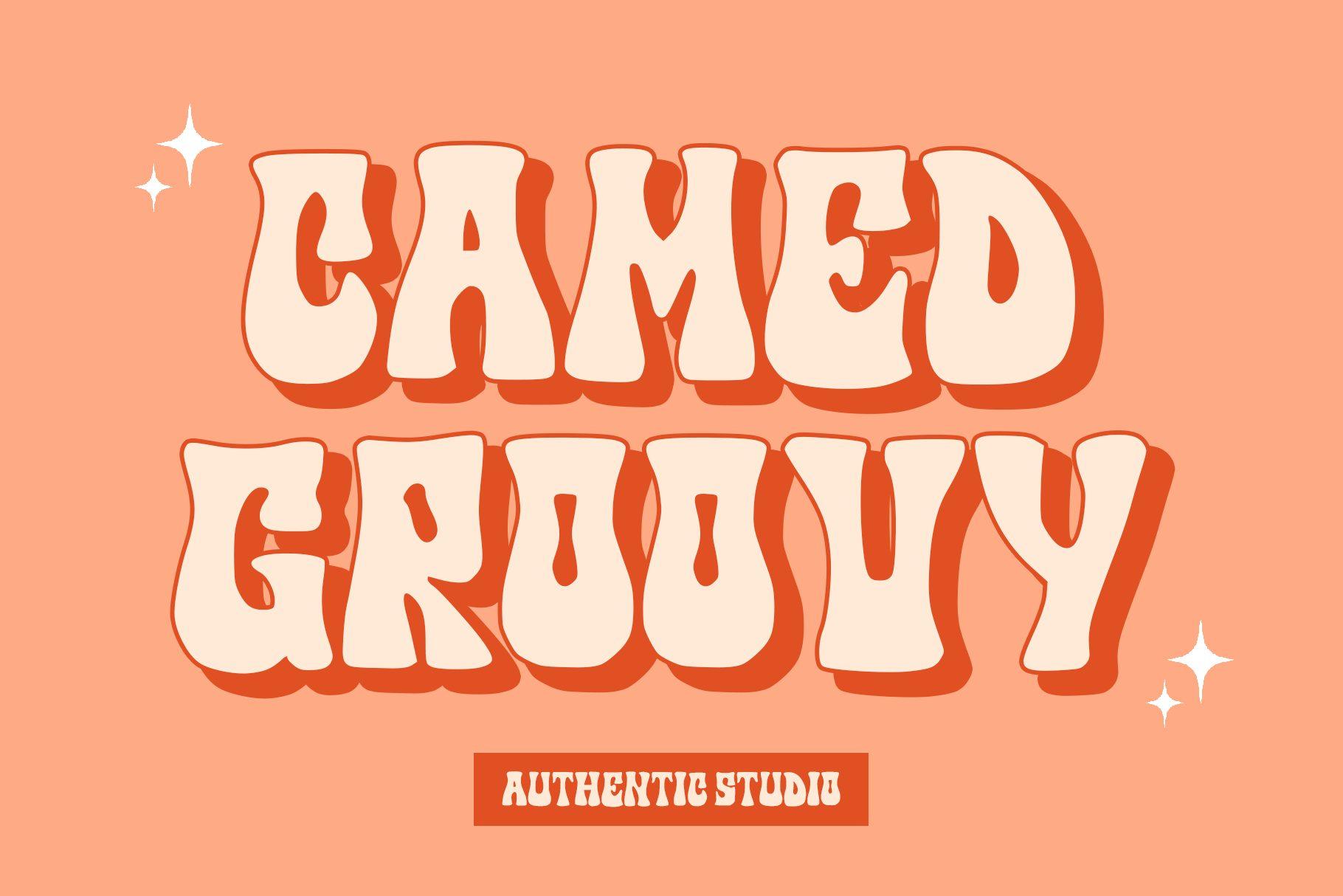 Camed Groovy Font by Authentic Studio, bubbly layered 70s capitals