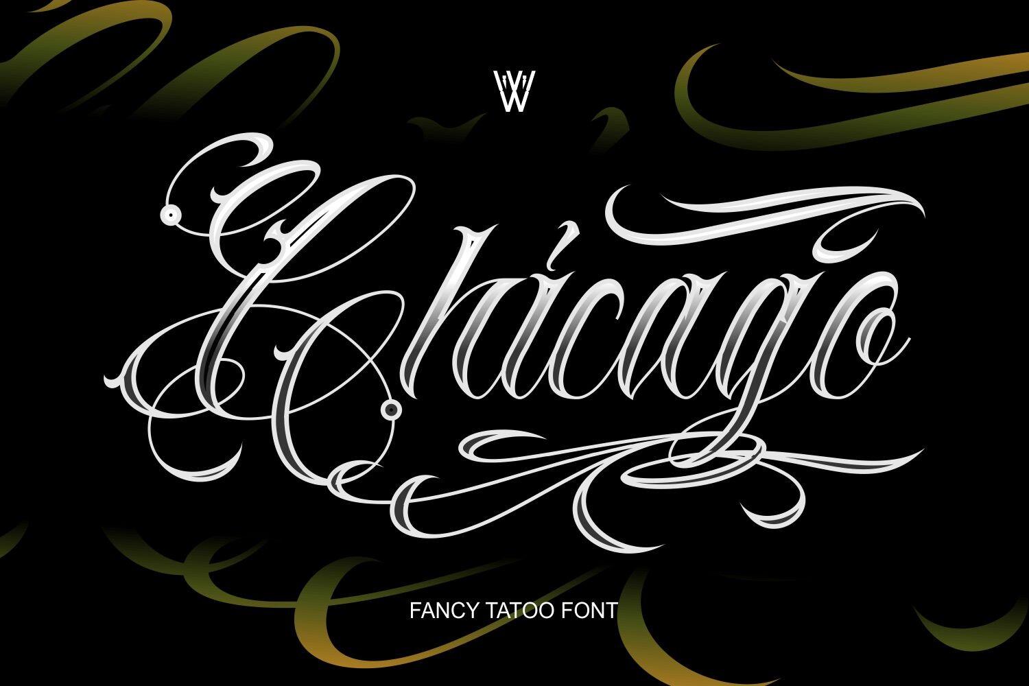 Chicago Font by Whymore, tattoo quote font preview
