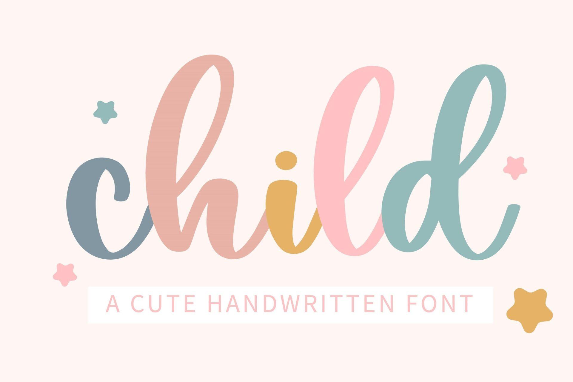 Child Font by BitongType, soft brush script in dusty pastel colors