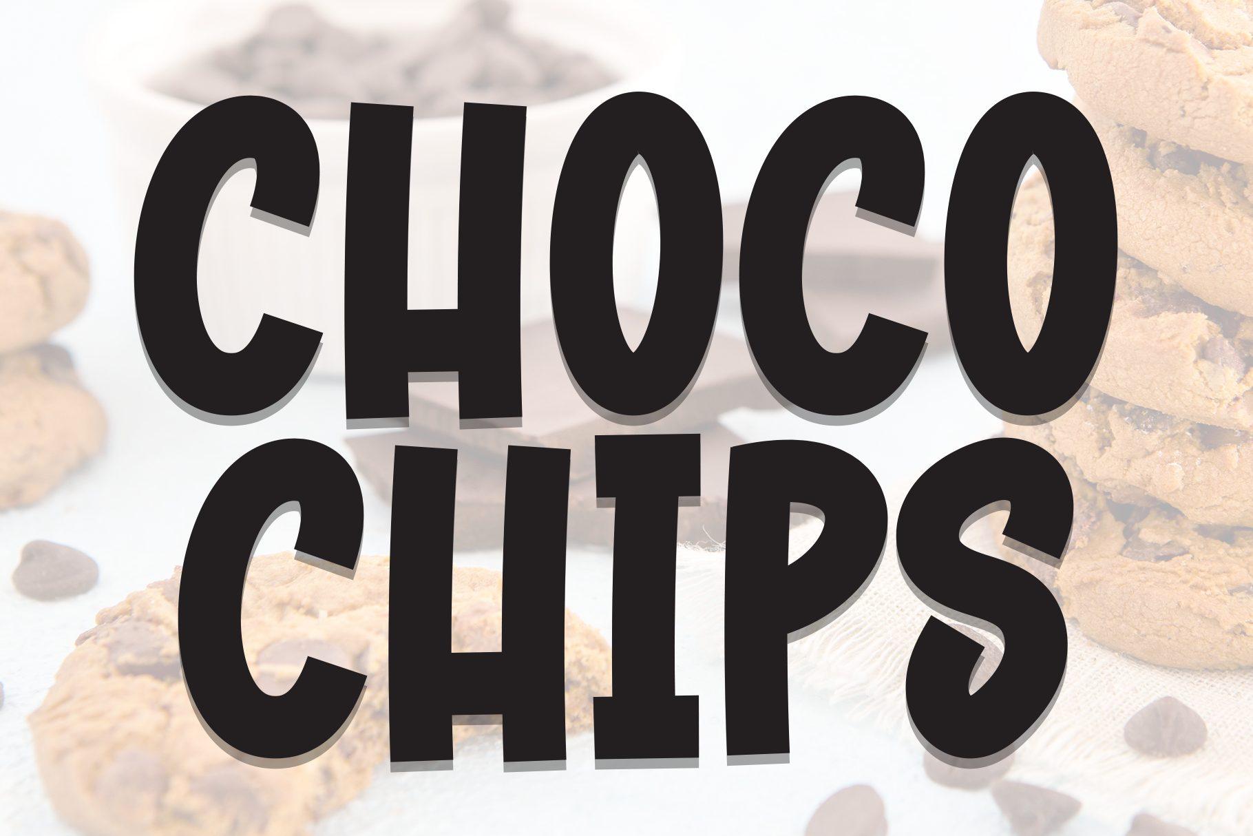 Choco Chips Font by Creativewhitee, preview of the typeface