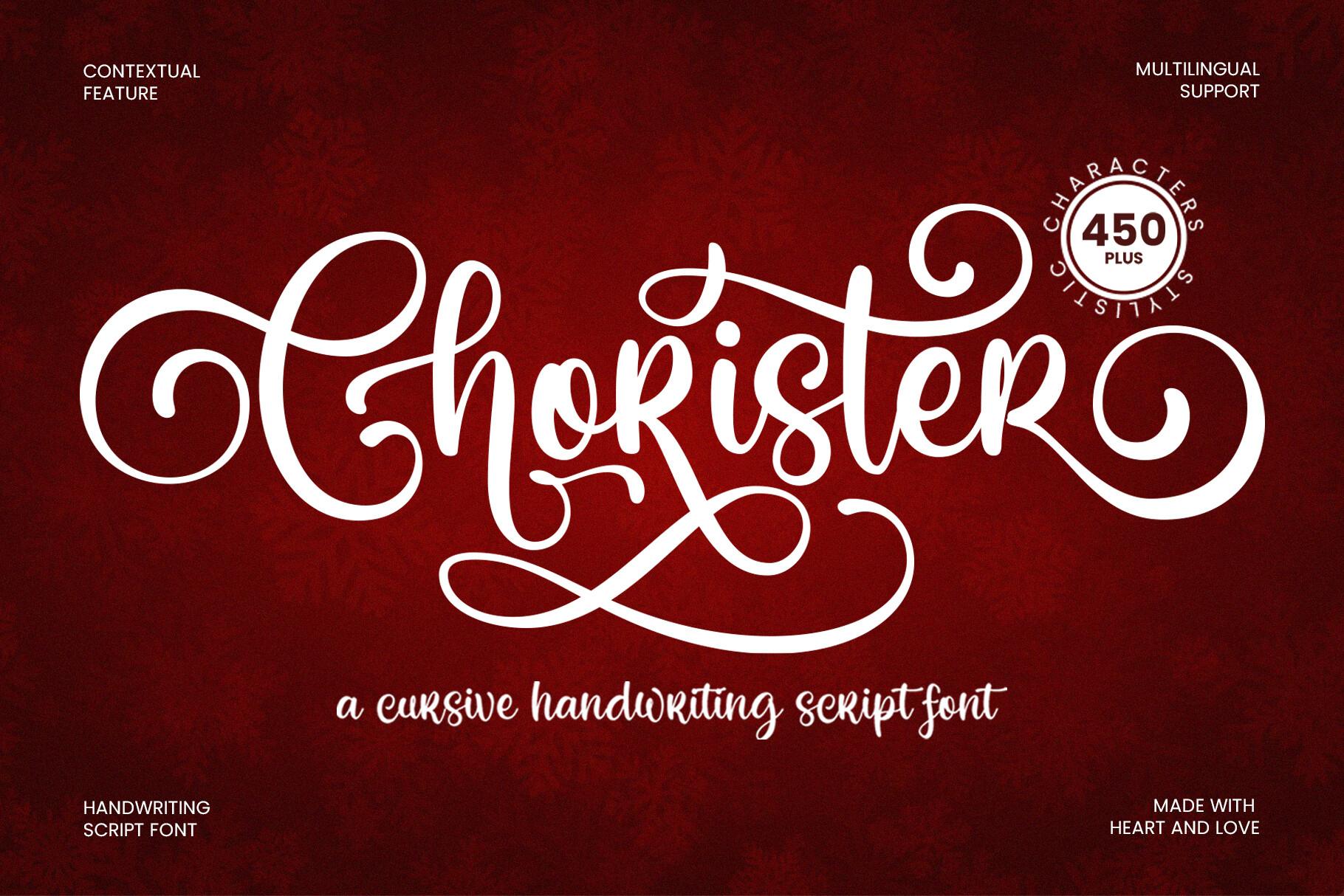 Chorister Font by Inviline, ornate swashed script with large curling capitals