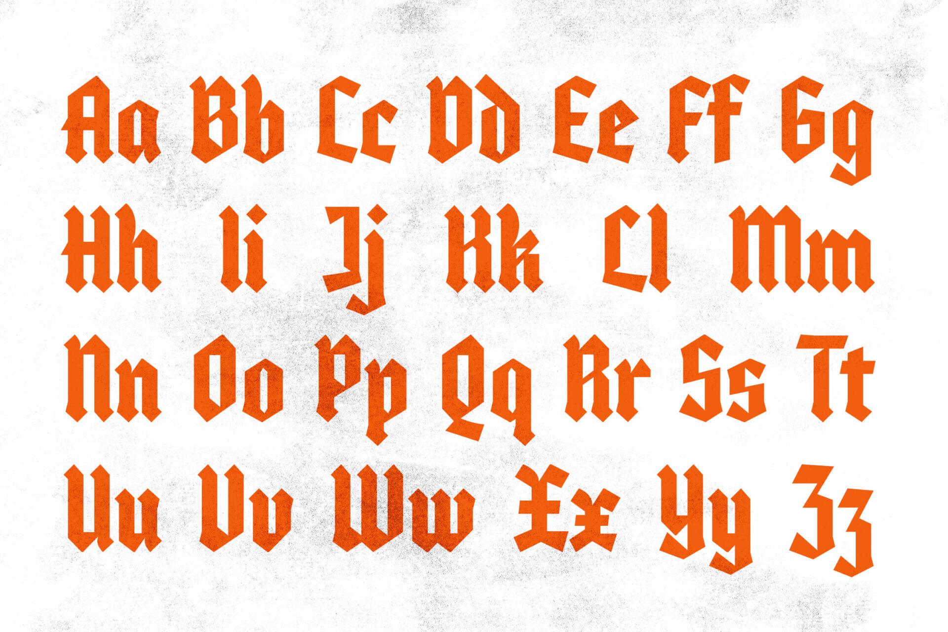 Coldtwine Font by Typia Nesia, full tattoo font alphabet with uppercase and lowercase letters