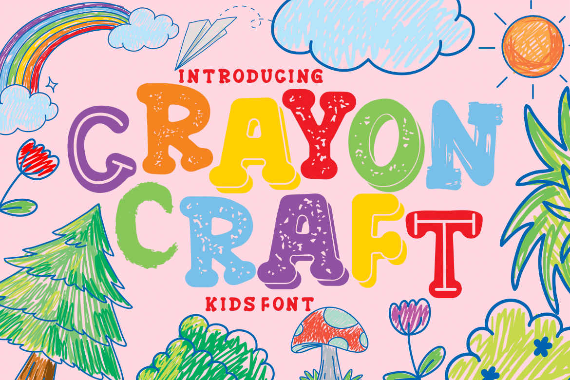 Crayon Craft Font by putracetol, preview of the typeface