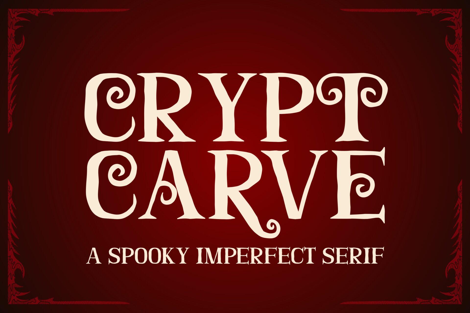 Crypt Carve Font by IngingDigitalArt, preview of the typeface