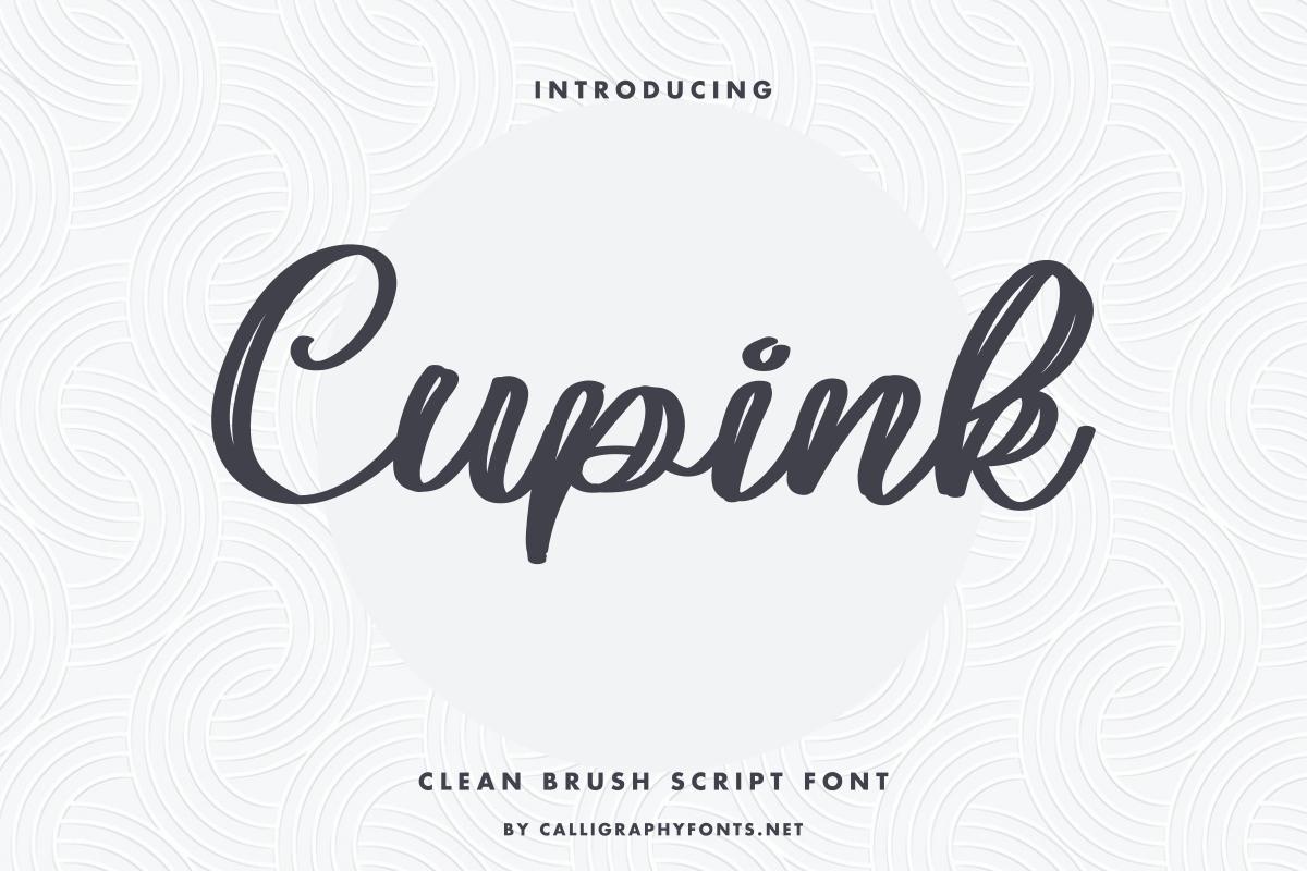 Cupink Font by CalligraphyFonts, dark grey clean brush script