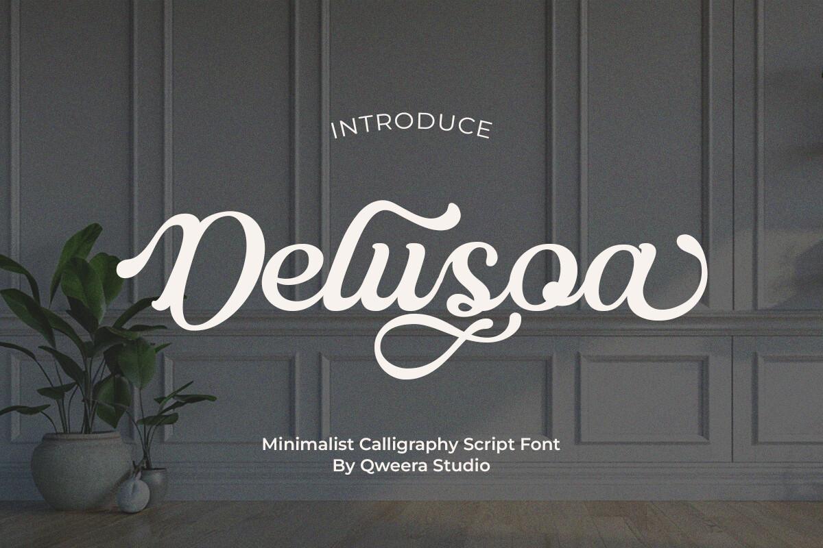 Delusoa Font by Qweera Studio, soft thick calligraphy script font preview