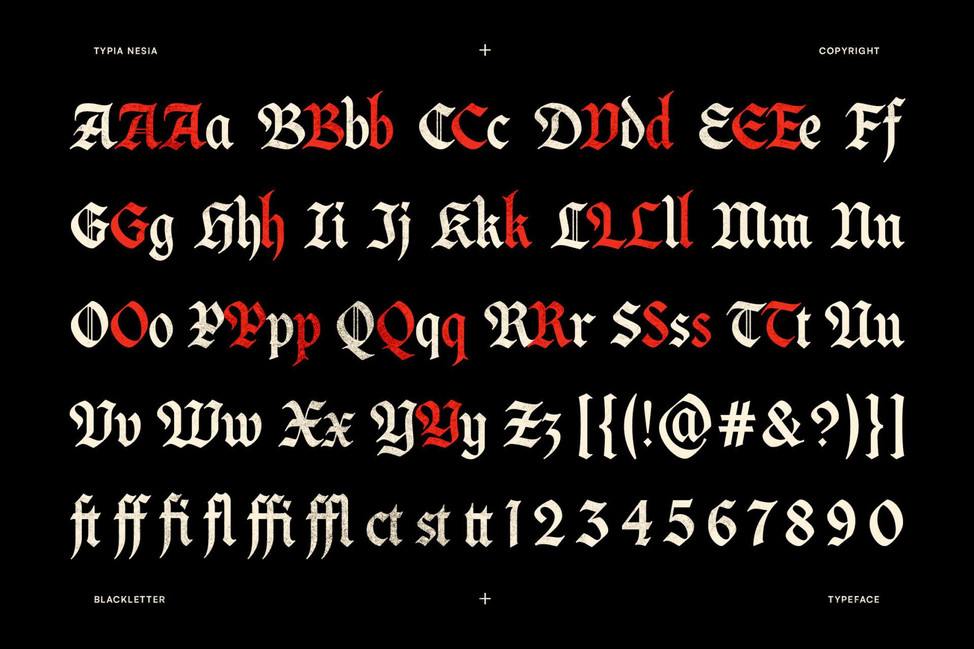 Devonxa Font by Typia Nesia, full tattoo font alphabet with uppercase and lowercase letters
