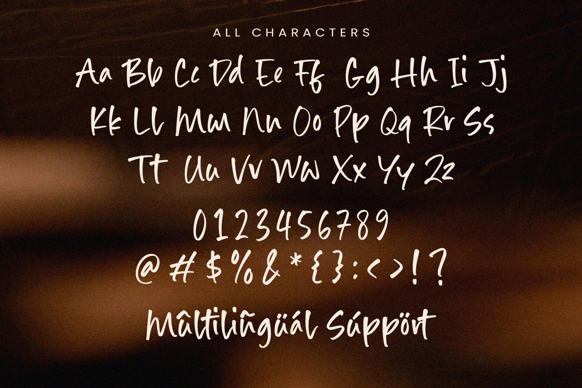 Diamond Days Font by Timur type all characters, dry marker script with brush texture on a dark background