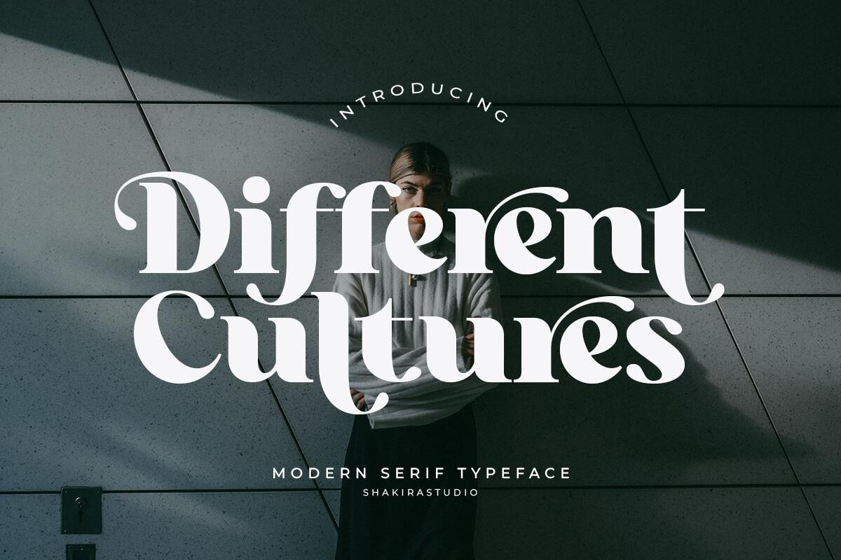 Different Cultures Font by Shakira Studio, heavy curly serif