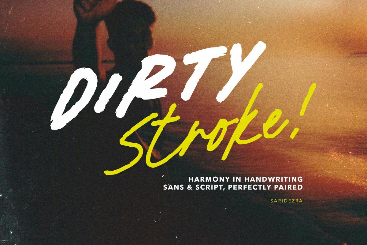 Dirty Stroke Font by saridezra, brush sans and brush script pair