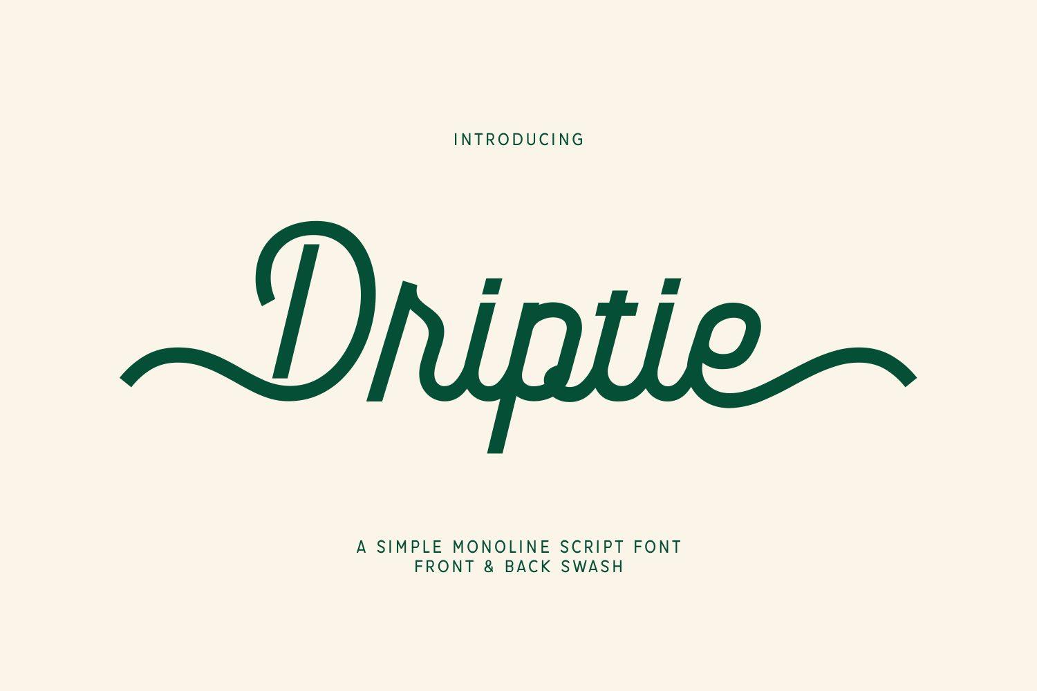 Driptie Font by Creative Fabrica Fonts, slanted monoline script with front and back swash font preview