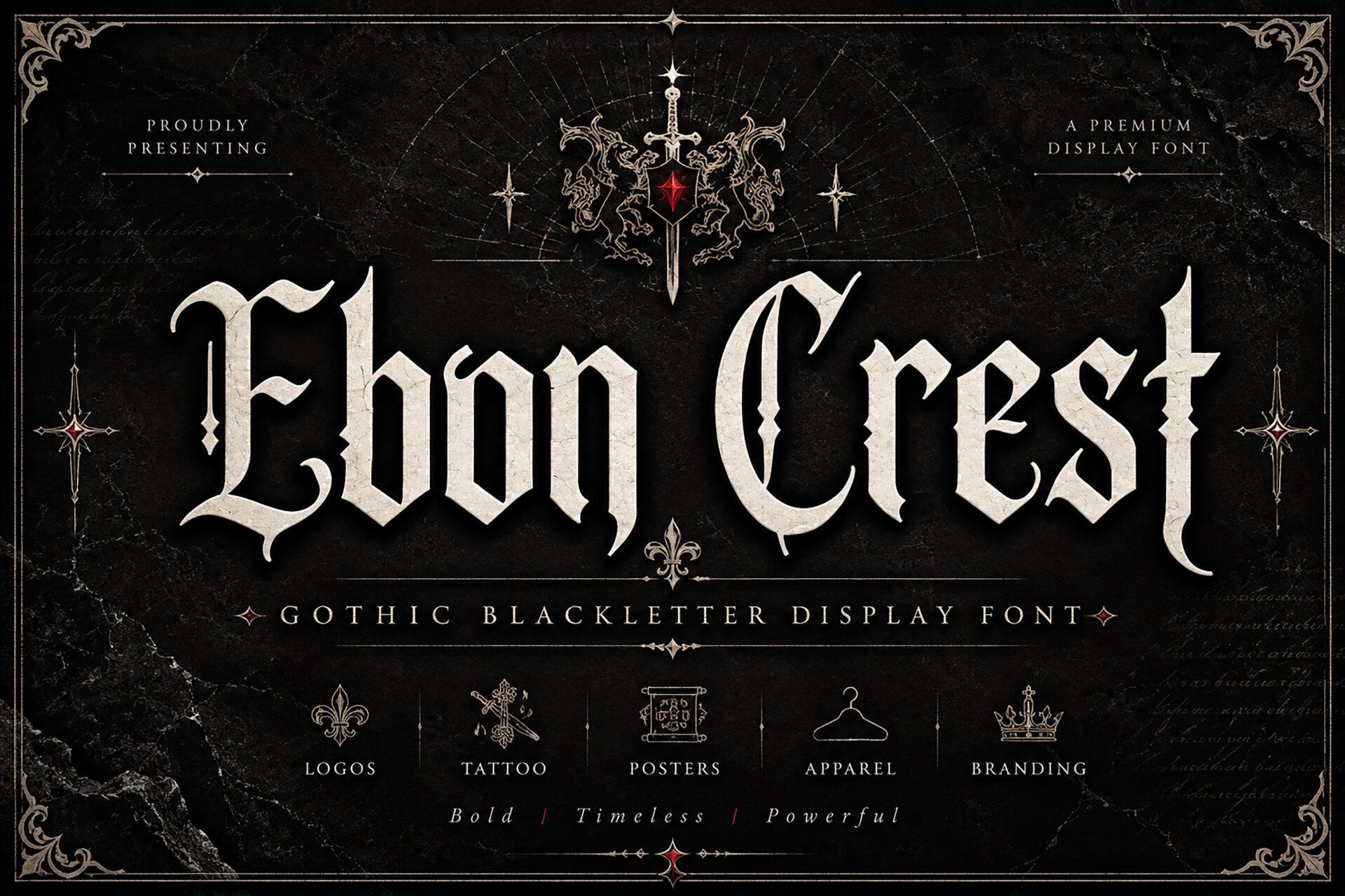 Ebon Crest Font by Wow Magic, gothic font preview