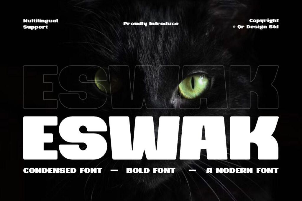 Eswak Font by qrdesignstd, bold condensed modern caps
