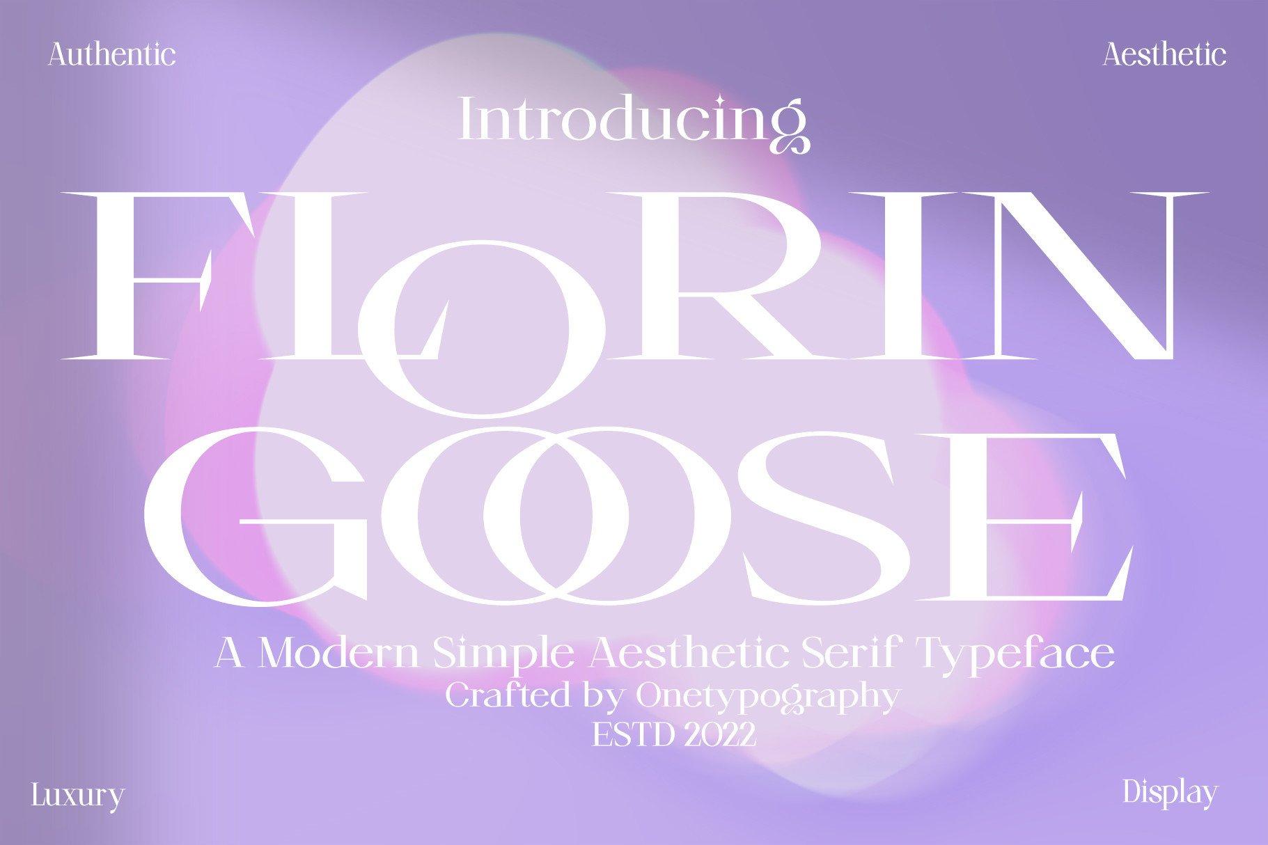 Florin Goose Font by Onetypography, wide high-contrast caps with circular O