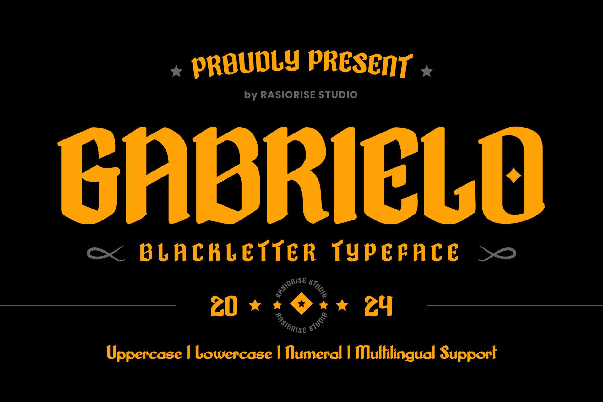 Gabrielo Font by Rasiorise Studio, tattoo name font preview